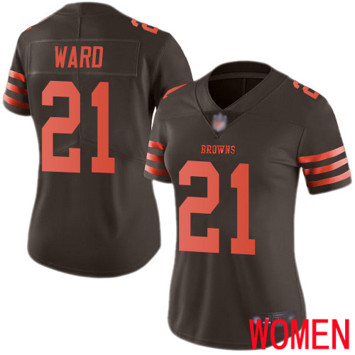 Cleveland Browns Denzel Ward Women Brown Limited Jersey #21 NFL Football Rush Vapor Untouchable->women nfl jersey->Women Jersey